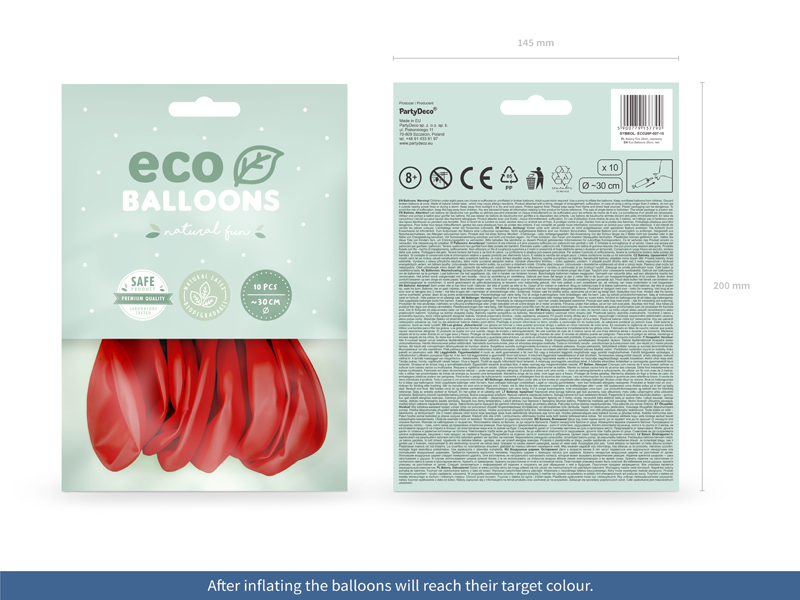 Balony Eco 26cm pastelowe, czerwony - 10szt. - obrazek nr. 9