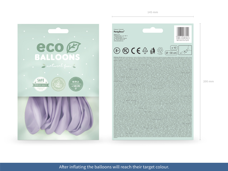 Balony Eco 26cm pastelowe, jasny liliowy - 10szt. - obrazek nr. 11