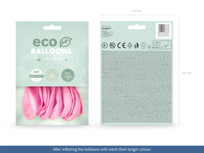 Balony Eco 26cm pastelowe, jasny różowy - 10szt. - obrazek nr. 5