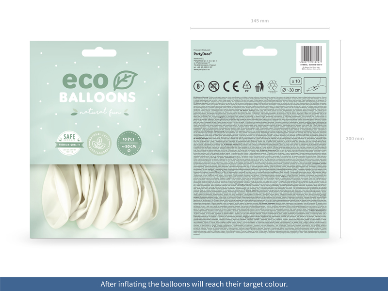 Balony Eco 30cm metalizowane, biały - 10szt. - obrazek nr. 6