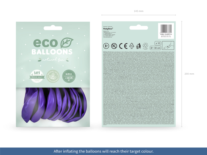 Balony Eco 30cm metalizowane, fiolet - 10szt. - obrazek nr. 5