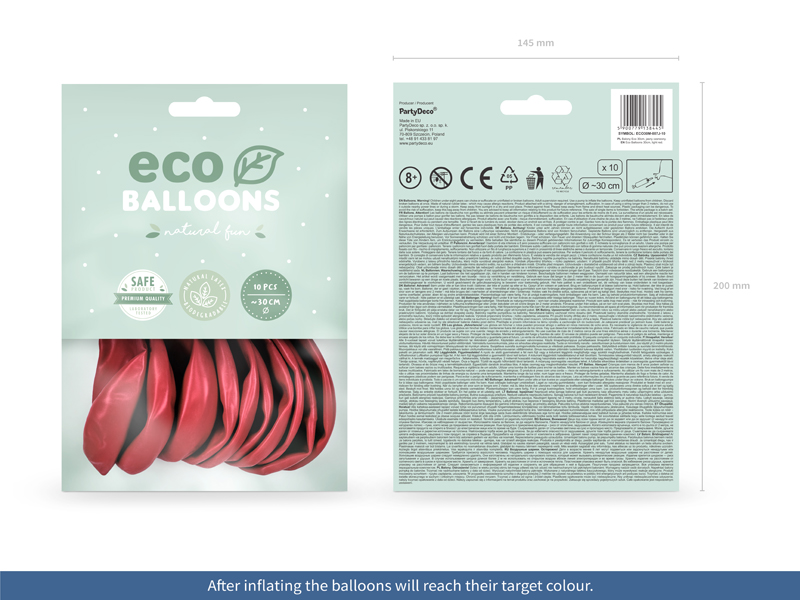 Balony Eco 30cm metalizowane, jasny czerwony - 10szt. - obrazek nr. 5