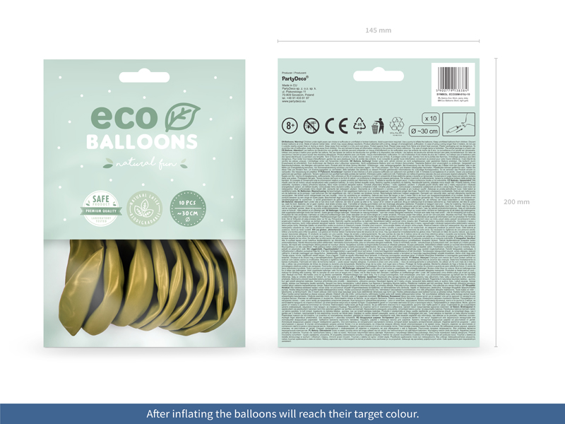 Balony Eco 30cm metalizowane, jasny złoty - 10szt. - obrazek nr. 5