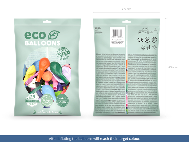 Balony Eco 30cm metalizowane, mix - 100szt. - obrazek nr. 5