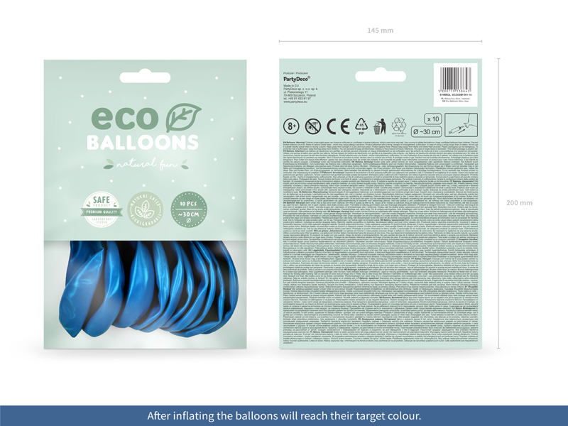 Balony Eco 30cm metalizowane, niebieski - 10szt. - obrazek nr. 5