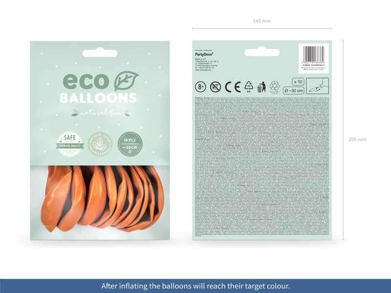 Balony Eco 30cm metalizowane, pomarańczowy - 10szt. - obrazek nr. 5