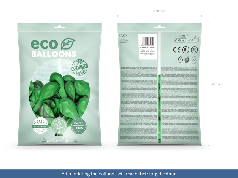 Balony Eco 30cm metalizowane, zielona trawa - 100szt. - obrazek nr. 6