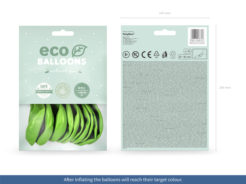 Balony Eco 30cm metalizowane, zielone jabłuszko - 10szt. - obrazek nr. 5