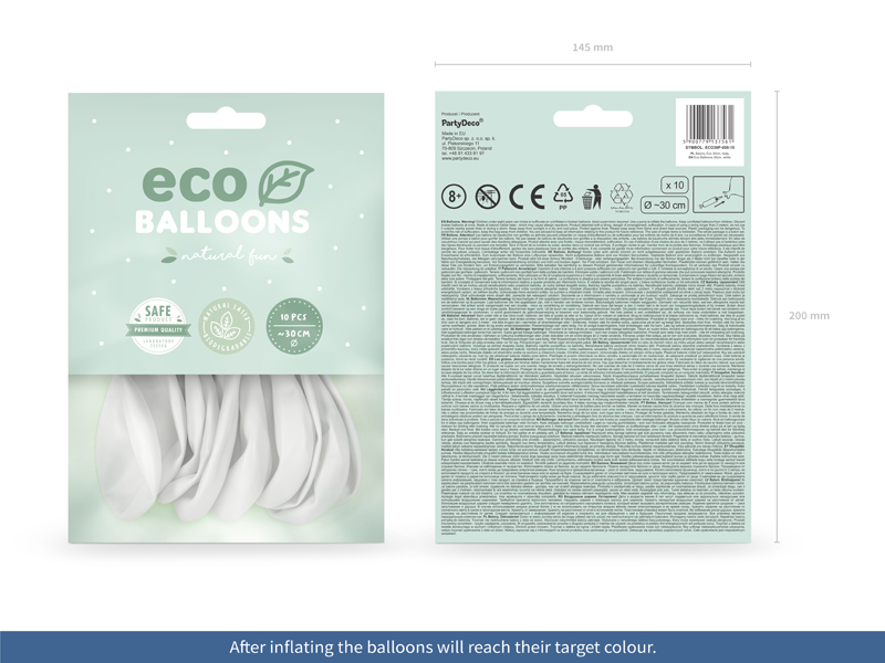 Balony Eco 30cm pastelowe, biały - 10szt. - obrazek nr. 11