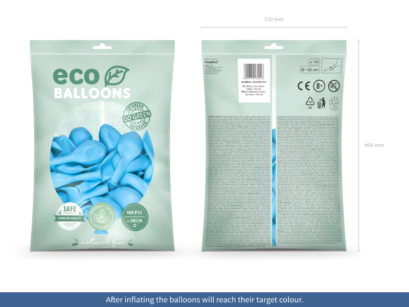 Balony Eco 30cm pastelowe, błękit - 100szt. - obrazek nr. 11