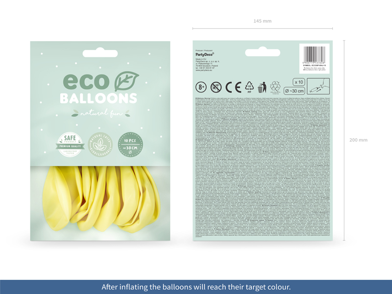 Balony Eco 30cm pastelowe, jasny żółty - 10szt. - obrazek nr. 5