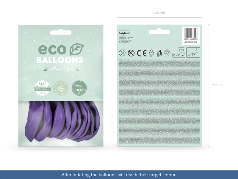 Balony Eco 30cm pastelowe, lawenda - 10szt. - obrazek nr. 5