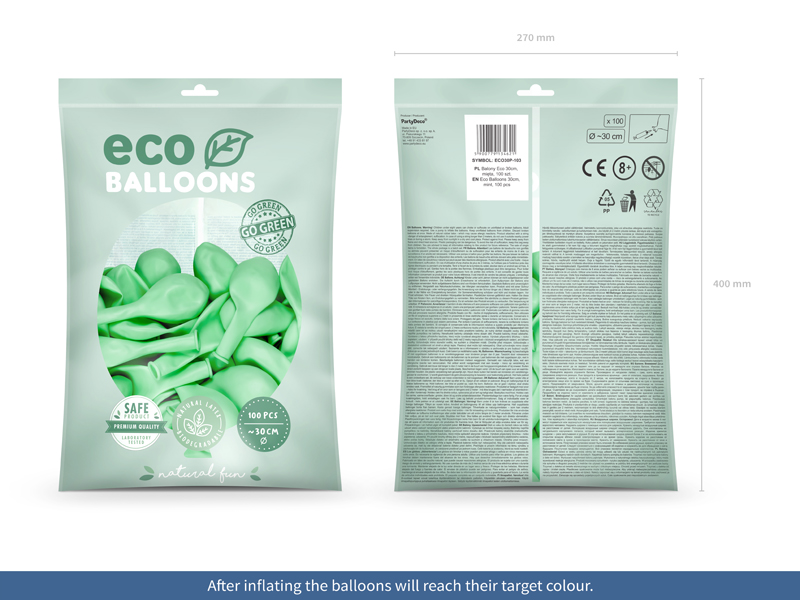 Balony Eco 30cm pastelowe, mięta - 100szt. - obrazek nr. 6