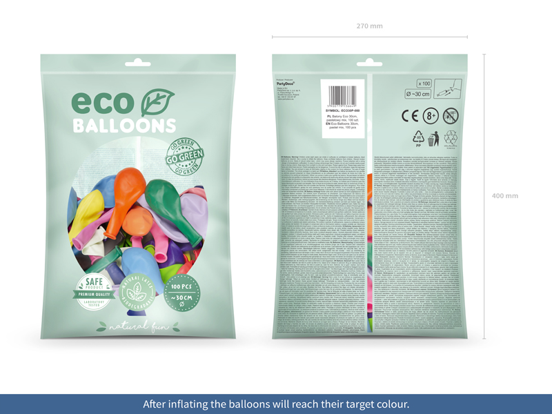 Balony Eco 30cm pastelowe, mix - 100szt. - obrazek nr. 5