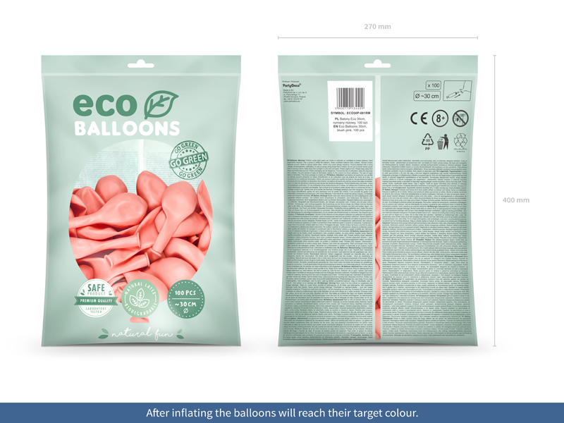 Balony Eco 30cm pastelowe, rumiany różowy - 100szt. - obrazek nr. 9