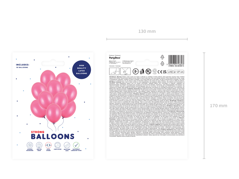 Balony Strong 27cm, Metallic Hot Pink - 10szt. - obrazek nr. 5