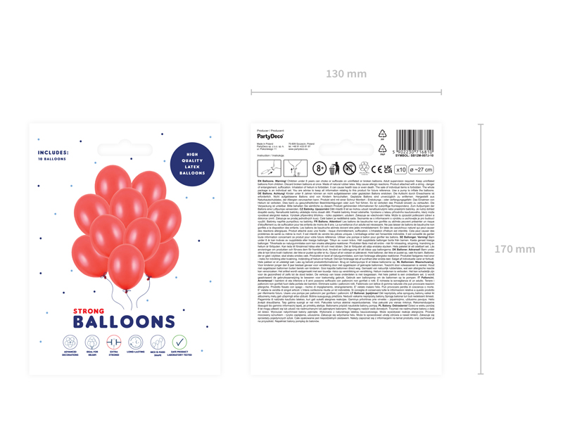 Balony Strong 27cm, Metallic Poppy Red - 10szt. - obrazek nr. 5