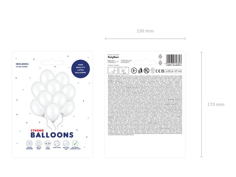 Balony Strong 27cm, Metallic Pure White - 10szt. - obrazek nr. 5