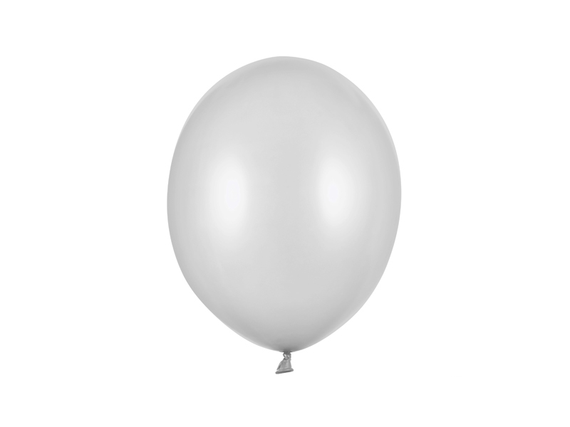 Balony Strong 27cm, Metallic Silver Snow - 100szt. - obrazek nr. 4