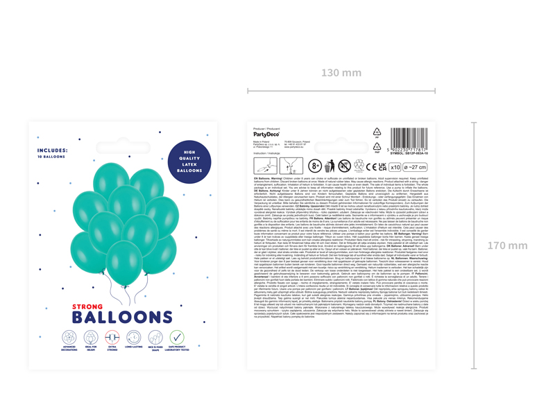 Balony Strong 27cm, Pastel Aquamarine - 10szt. - obrazek nr. 5
