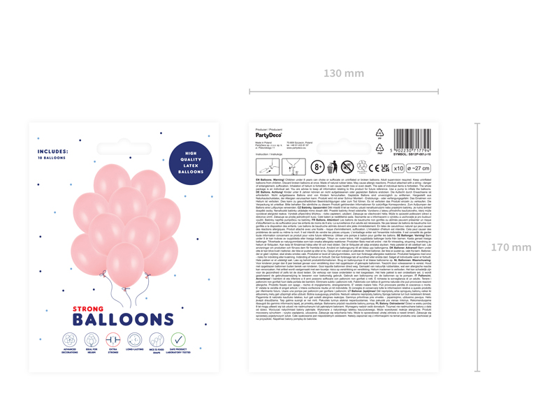 Balony Strong 27cm, Pastel Baby Pink - 10szt. - obrazek nr. 8