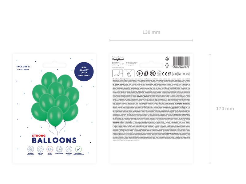 Balony Strong 27cm, Pastel Emerald Green - 10szt. - obrazek nr. 7