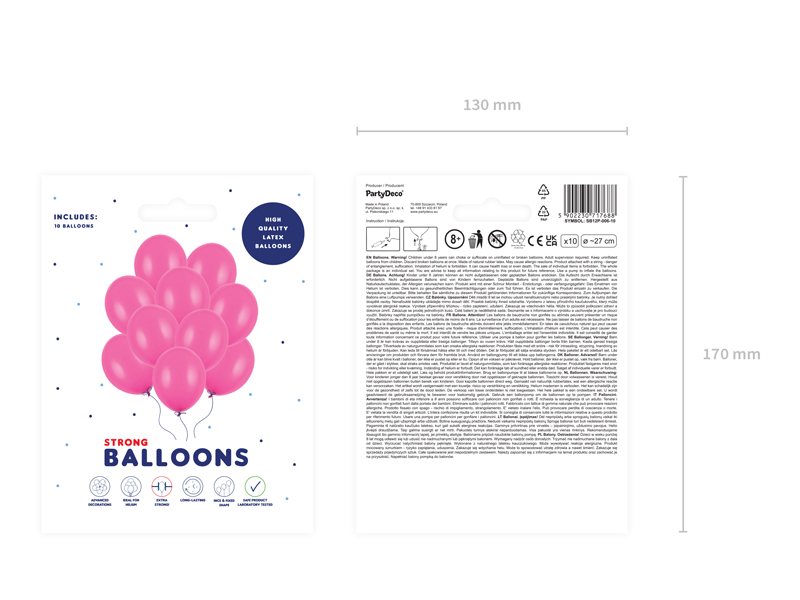 Balony Strong 27cm, Pastel Hot Pink - 10szt. - obrazek nr. 5