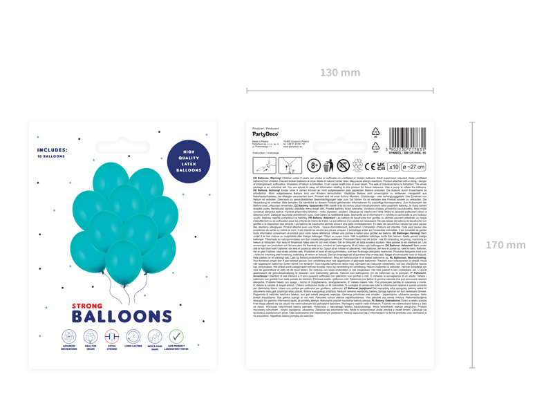 Balony Strong 27cm, Pastel Lagoon Blue - 10szt. - obrazek nr. 5