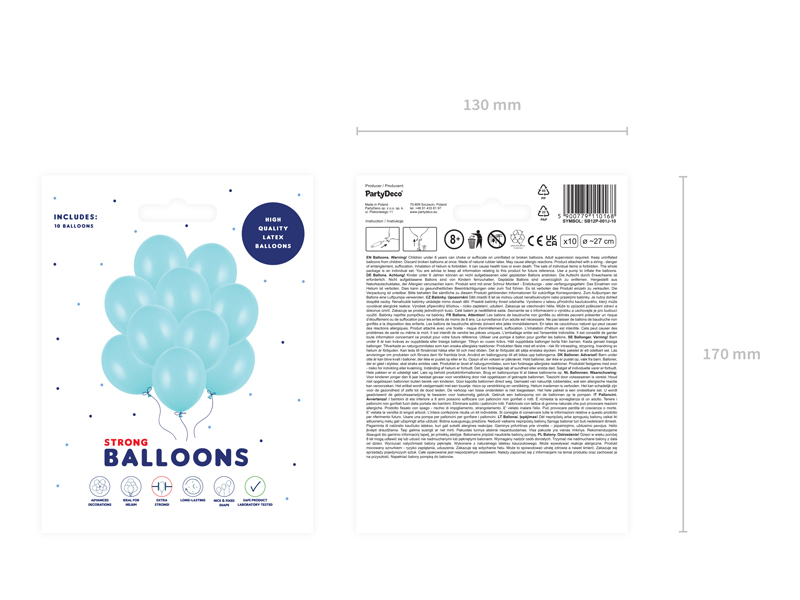 Balony Strong 27cm, Pastel Light Blue - 10szt. - obrazek nr. 8