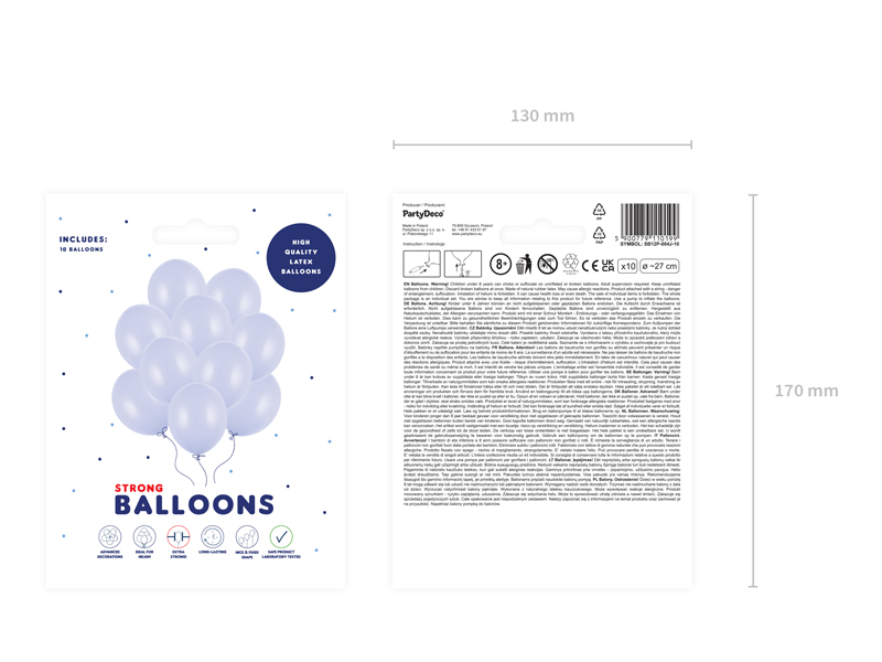Balony Strong 27cm, Pastel Light Lilac - 10szt. - obrazek nr. 6
