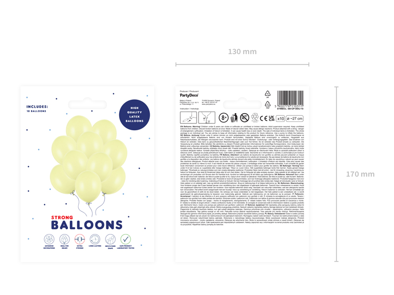 Balony Strong 27cm, Pastel Light Yellow - 10szt. - obrazek nr. 7