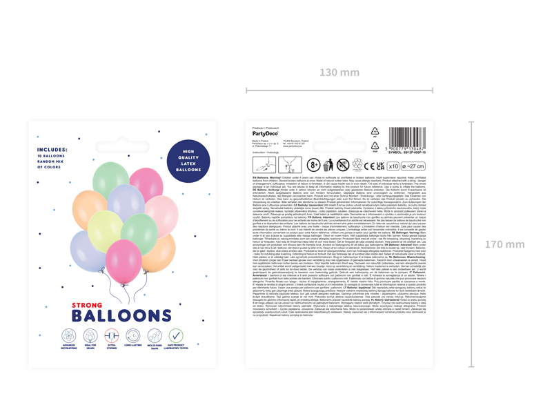 Balony Strong 27cm, Pastel Mix - 10szt. - obrazek nr. 5