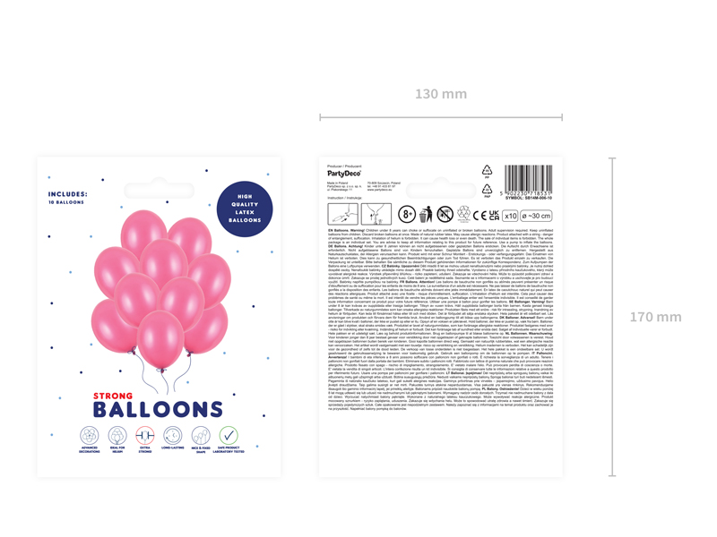 Balony Strong 30cm, Metallic Hot Pink - 10szt. - obrazek nr. 5