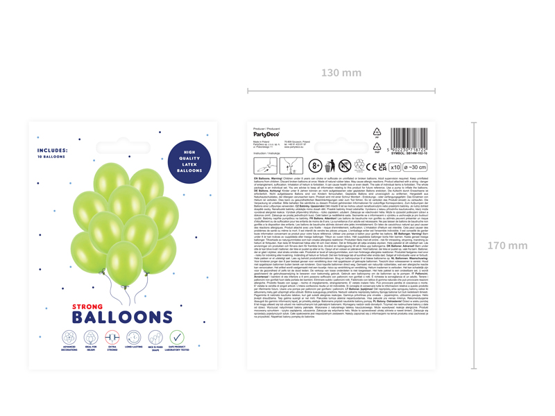 Balony Strong 30cm, Metallic Lime Green - 10szt. - obrazek nr. 5