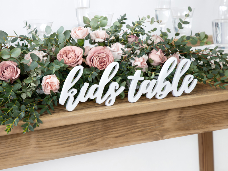 Drewniany napis Kids table, biały, 38x10cm - 1szt. - obrazek nr. 5