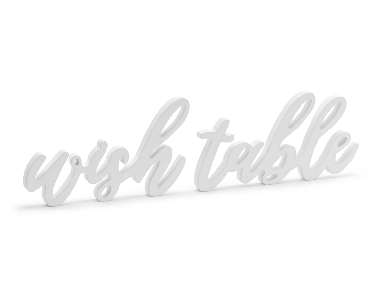 Drewniany napis Wish table, biały, 40x10cm - 1szt. - obrazek nr. 4