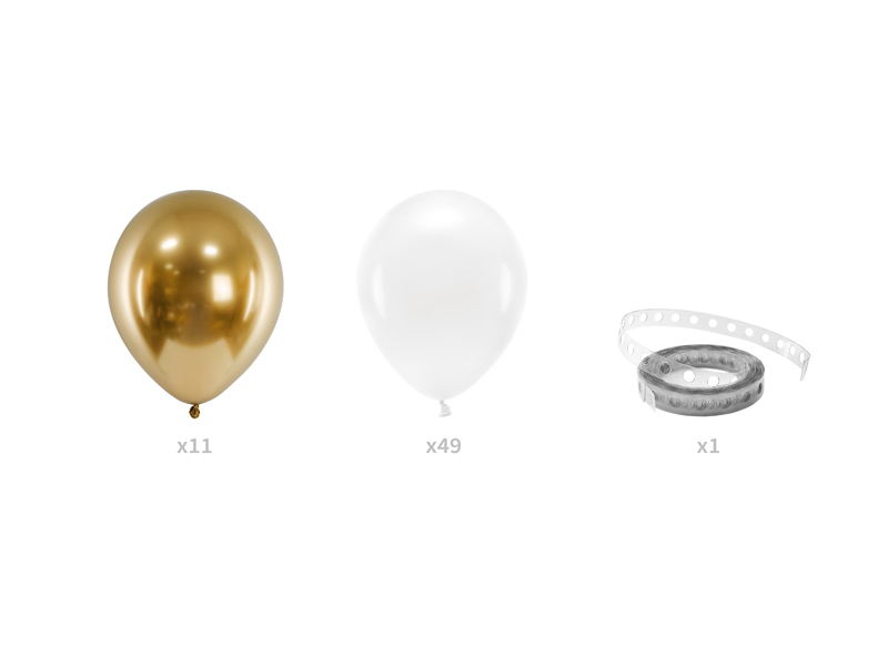 Girlanda balonowa - biało-złota, 200cm - 60szt. - obrazek nr. 6
