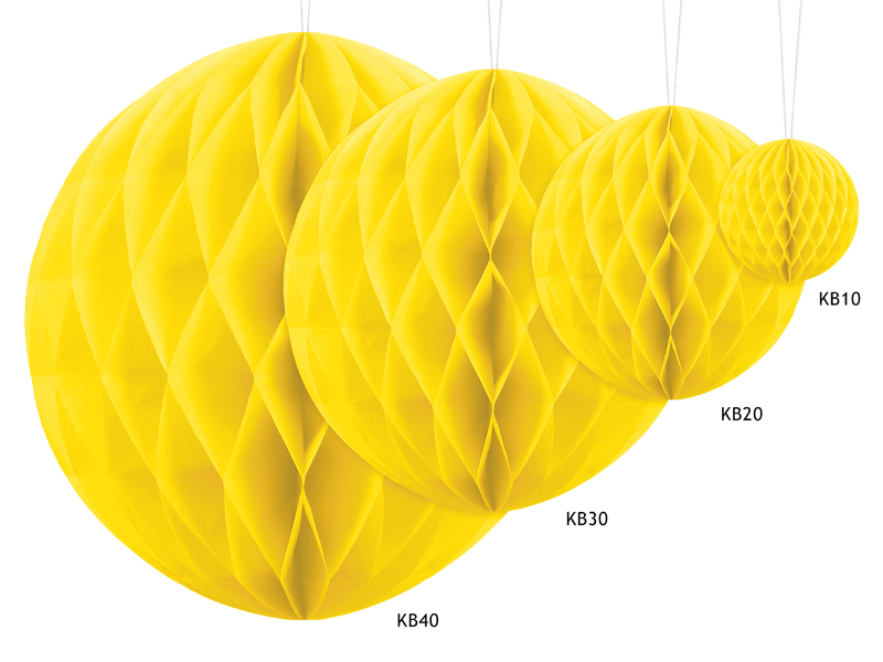 Kula bibułowa, żółty, 40cm - 1szt. - obrazek nr. 5