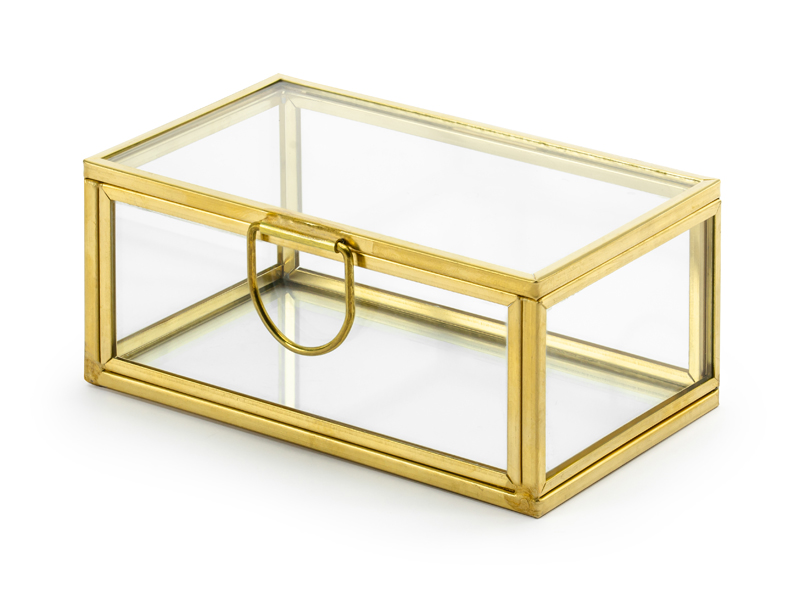 Szklane pudełko, złoty, 9x5,5x4cm - 1szt. - obrazek nr. 4