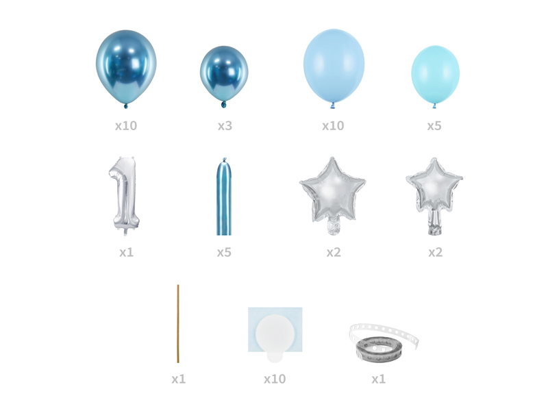 Bukiet balonów Cyfra "1", niebieski, 90x140cm - obrazek nr. 5