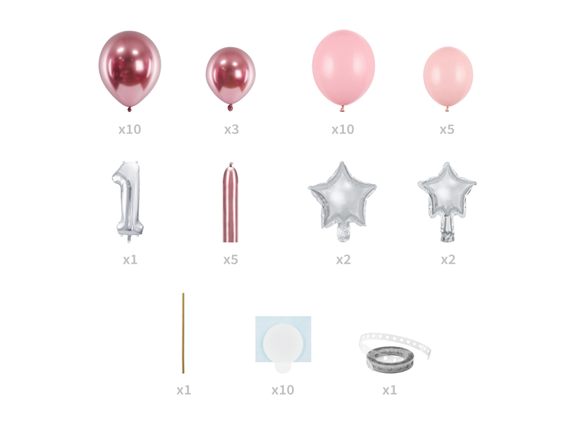 Bukiet balonów Cyfra ''1'', różowy, 90x140cm - obrazek nr. 5