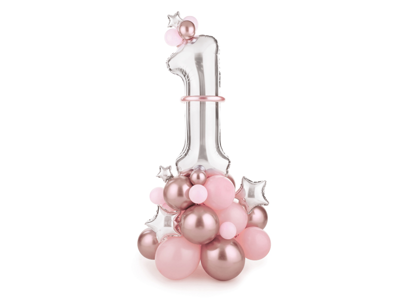 Bukiet balonów Cyfra ''1'', różowy, 90x140cm - obrazek nr. 1