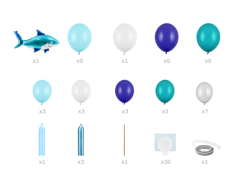 Girlanda balonowa - Rekin, niebieski, 150x95cm - obrazek nr. 5