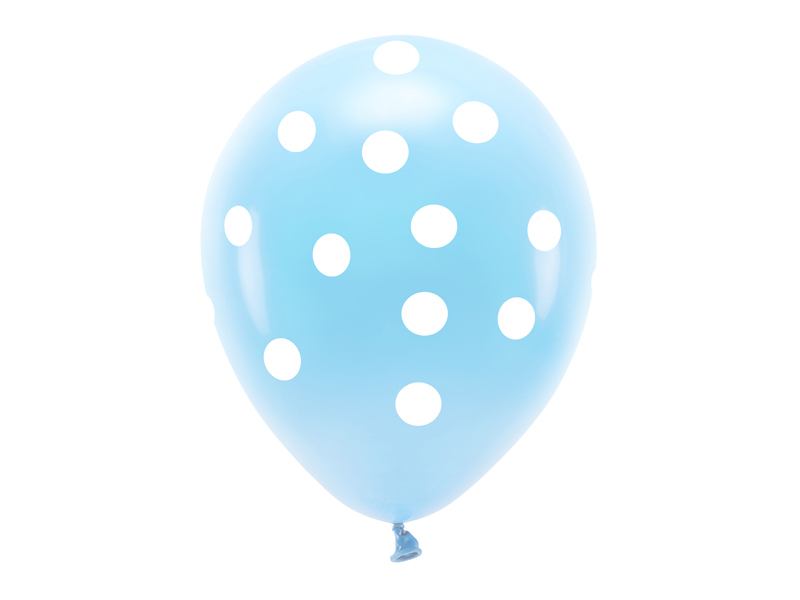Balony Eco 33 cm pastelowe, Kropki, błękit - 6szt. - obrazek nr. 1